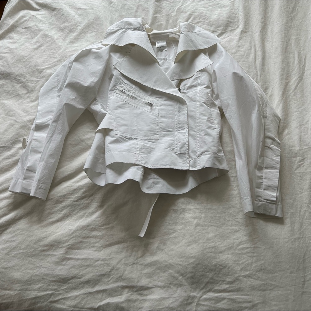 White Cotton zipper jacket